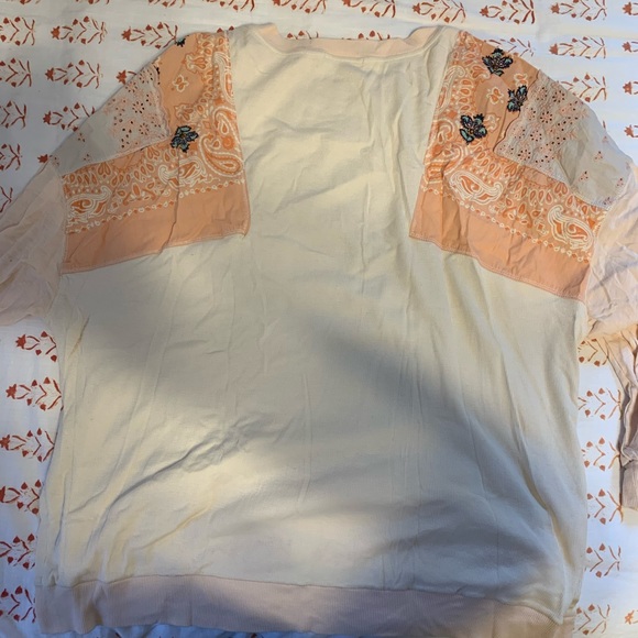 Free people size large tee with patchwork details - Picture 2 of 4